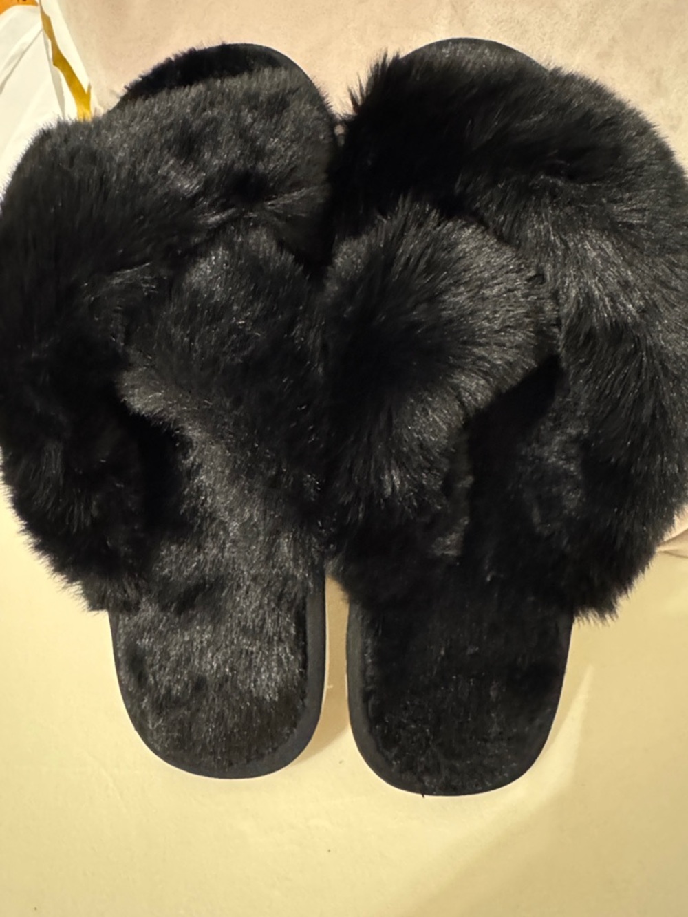 Black Faux-Fur Slide Slippers - Women's Plush Comfort